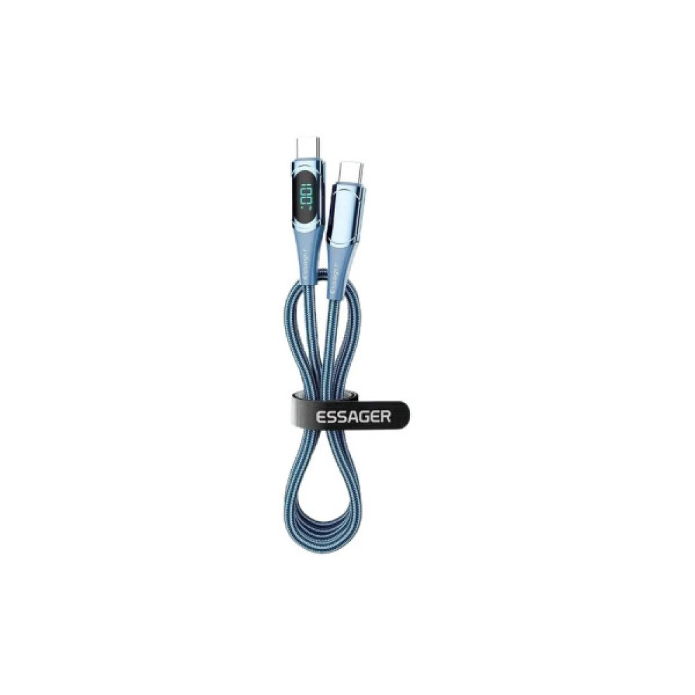 Дата кабель USB-C to USB-C 1.0m 100W Digital Display blue Essager (ES-XCTT1-YD03)