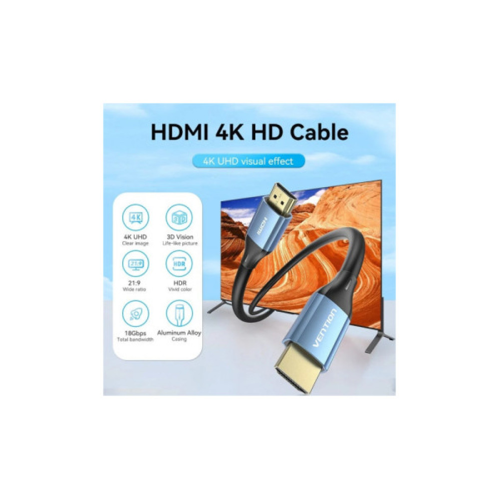 Кабель мультимедійний HDMI M to HDMI M 8.0m V2.0 4K60Hz aluminum alloy blue Vention (ALHSK)