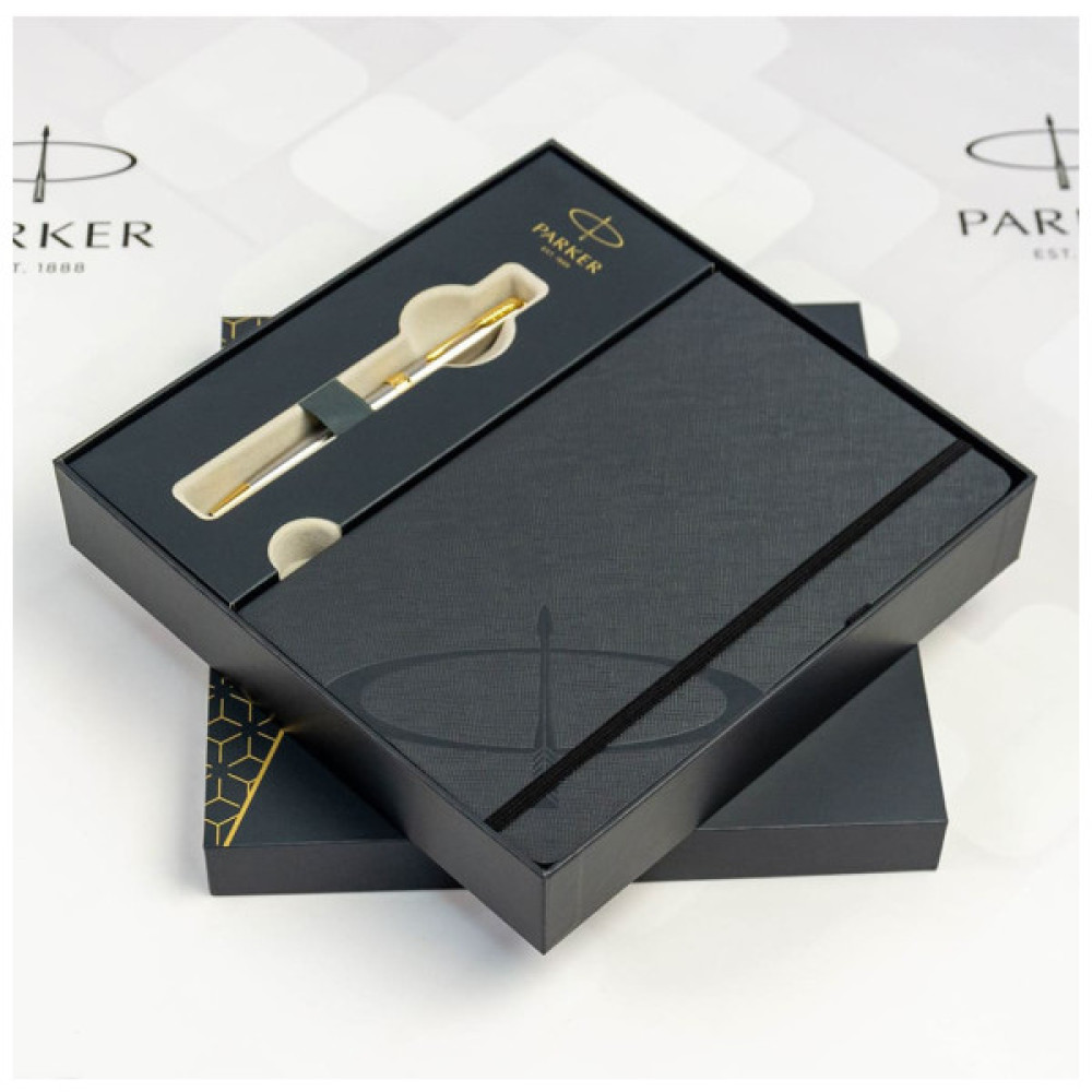 Ручка кулькова Parker SONNET 17 Stainless Steel GT BP + блокнот Parker + подар.упак. GIFT24 (84 132b24)