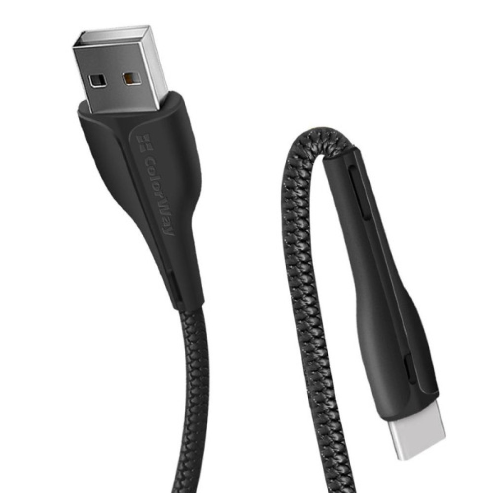 Дата кабель USB 2.0 AM to USB-C 1.0m led black ColorWay (CW-CBUC034-BK)