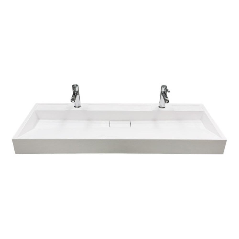 Раковина, умивальник Adamant VISION, штучний камінь, прямокут., з отвором для змішувача, без переливу, 1200х455х110мм, накладний, білий