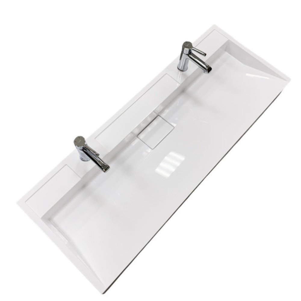 Раковина, умивальник Adamant VISION, штучний камінь, прямокут., з отвором для змішувача, без переливу, 1200х455х110мм, накладний, білий