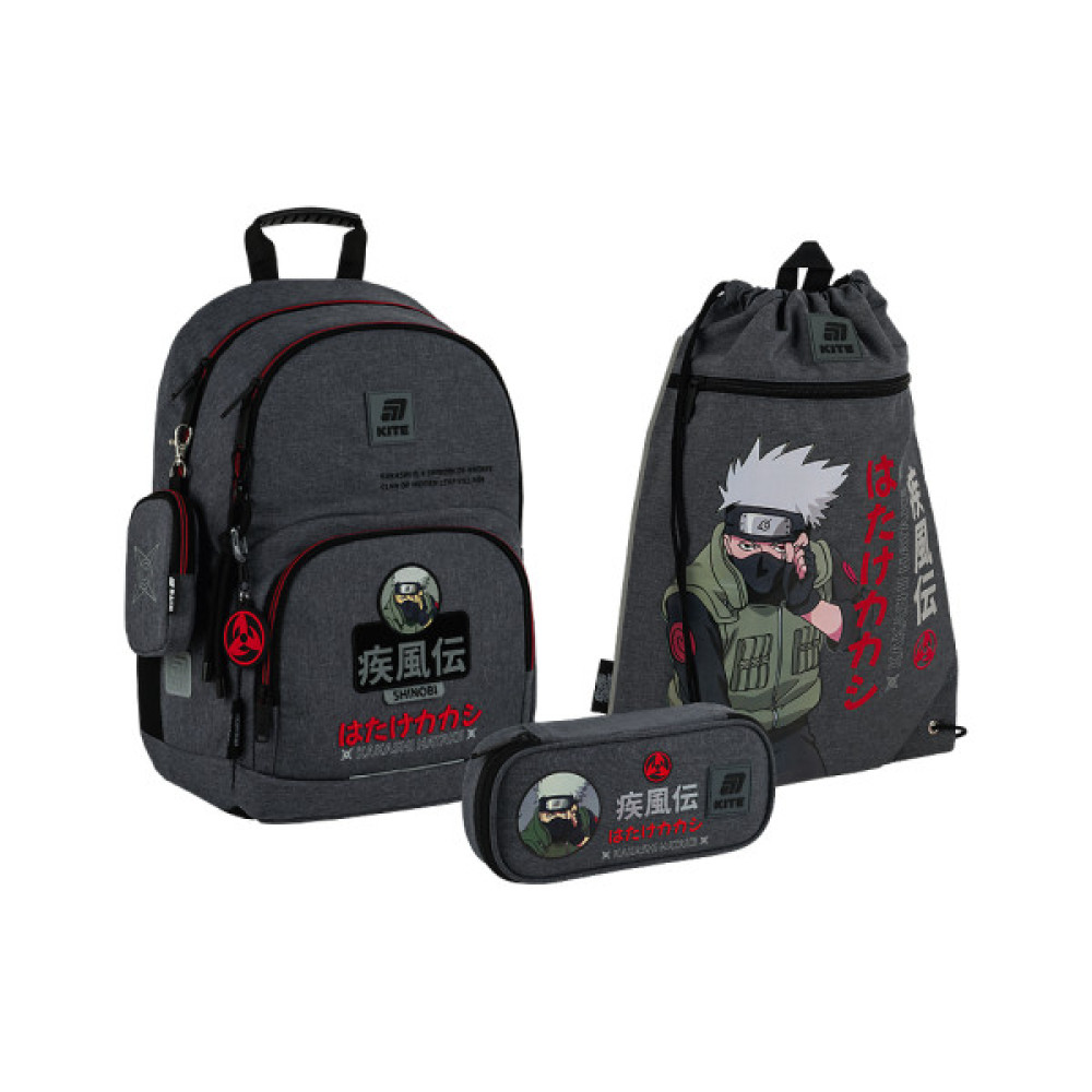 Шкільний набір Kite Education Naruto Shippuden 585 (рюкзак + пенал + сумка для взуття) (SET_NR25-585M-1)