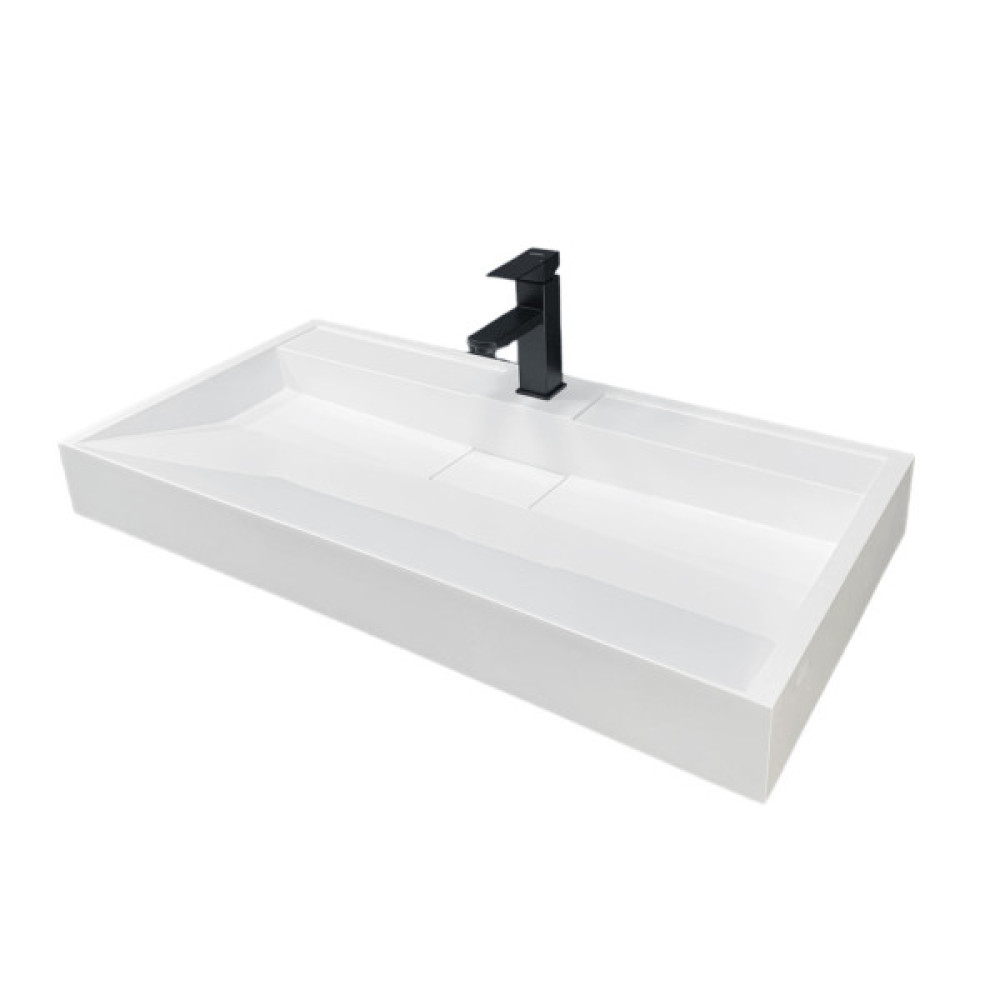 Раковина, умивальник Adamant VISION, штучний камінь, прямокут., з отвором для змішувача, без переливу, 900х455х110мм, накладний, білий