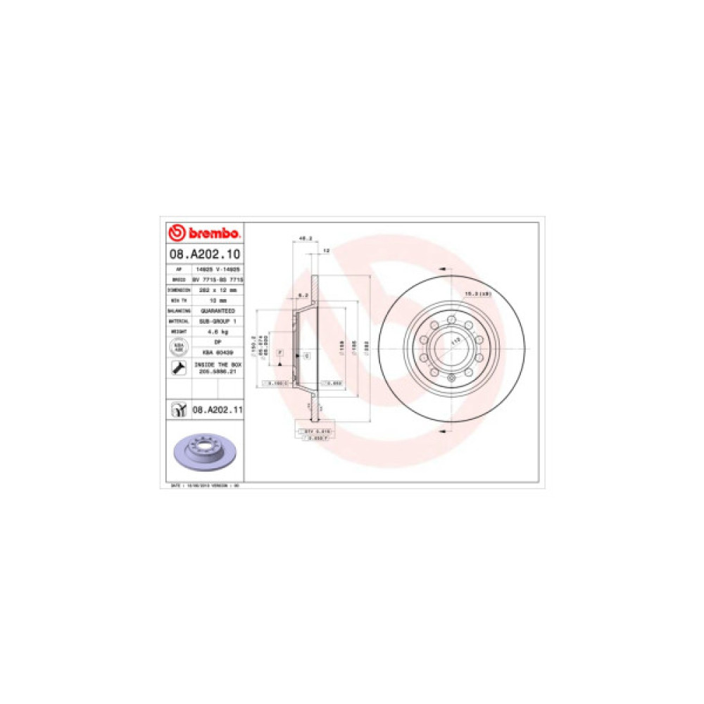Гальмівний диск Brembo 08.A202.11