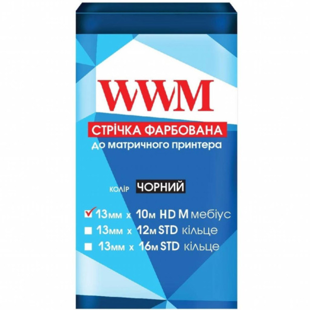 Стрічка до принтерів 13mm * 10m HD Left Black WWM (R13.10HM)