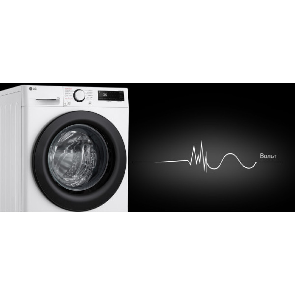 Пральна машина LG фронтальна, 8кг, 1200, A, 48см, дисплей, пара, інвертор, білий