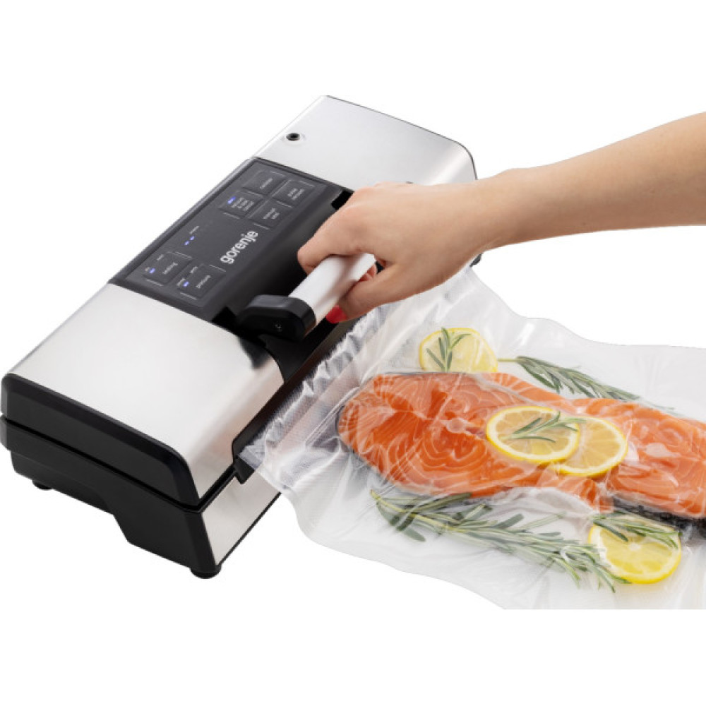 Вакууматор Gorenje для пакетів, 120Вт, 30см, електронне керування, +10 пакетів, нерж, чорний