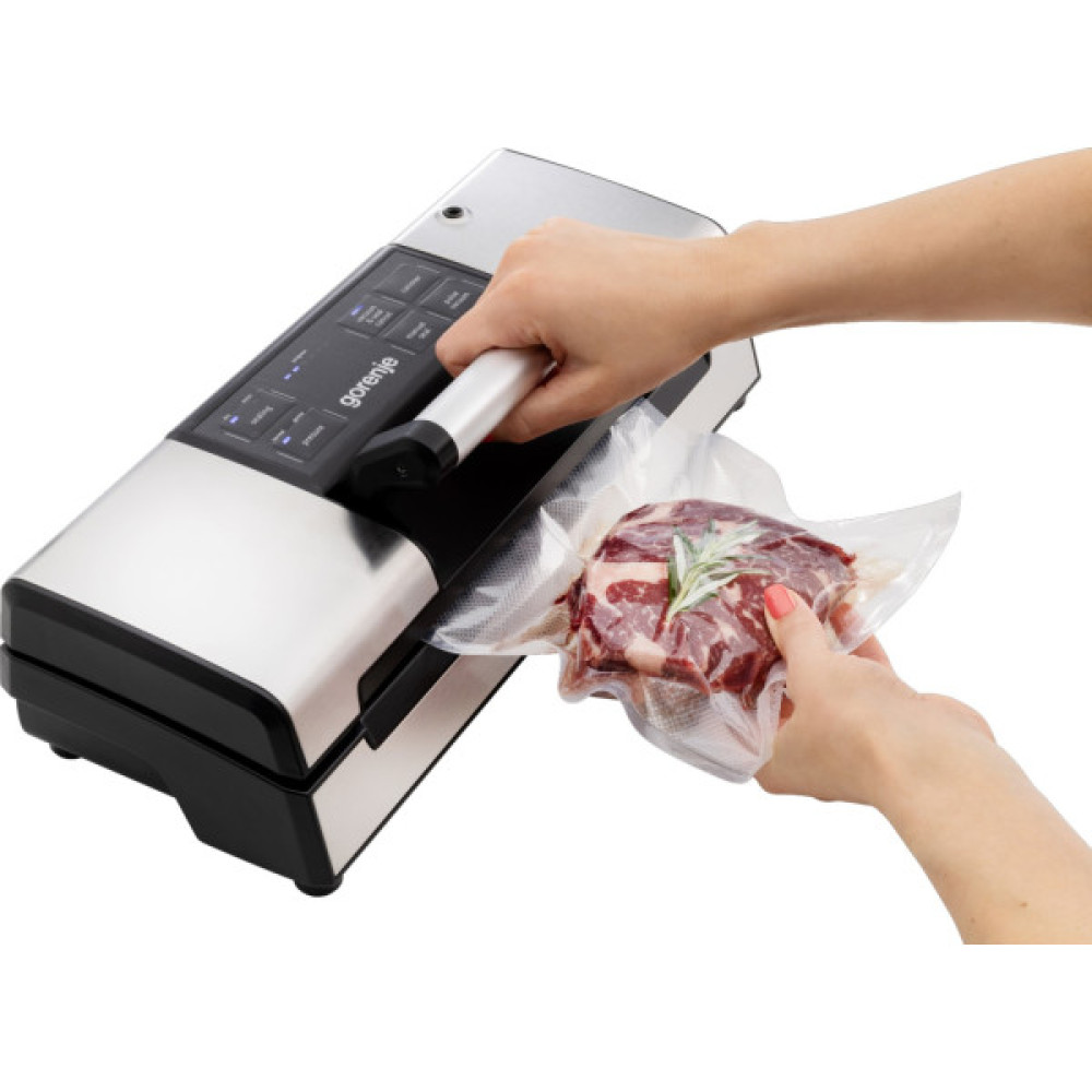 Вакууматор Gorenje для пакетів, 120Вт, 30см, електронне керування, +10 пакетів, нерж, чорний