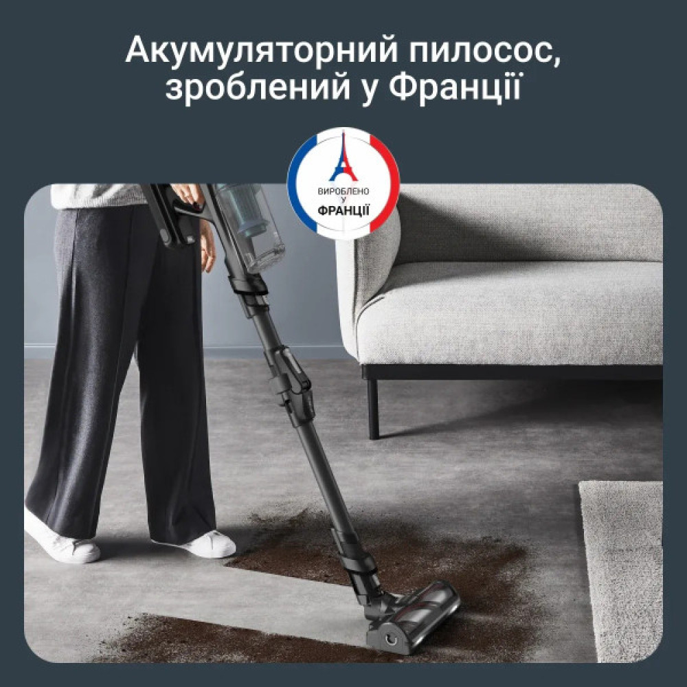 Пилосос Rowenta безпровідний X-Force Flex 14.80 Animal Aqua, 240Вт, вологе прибирання, конт пил -0.65л, автон. робота до 90хв, HEF system 99,9%, чорно-синій