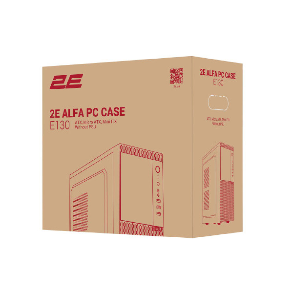 Корпус 2E Alfa E130 без БЖ 2xUSB3.0, 1xUSB2.0, 1x80мм, VGA 320мм, ATX, чорний