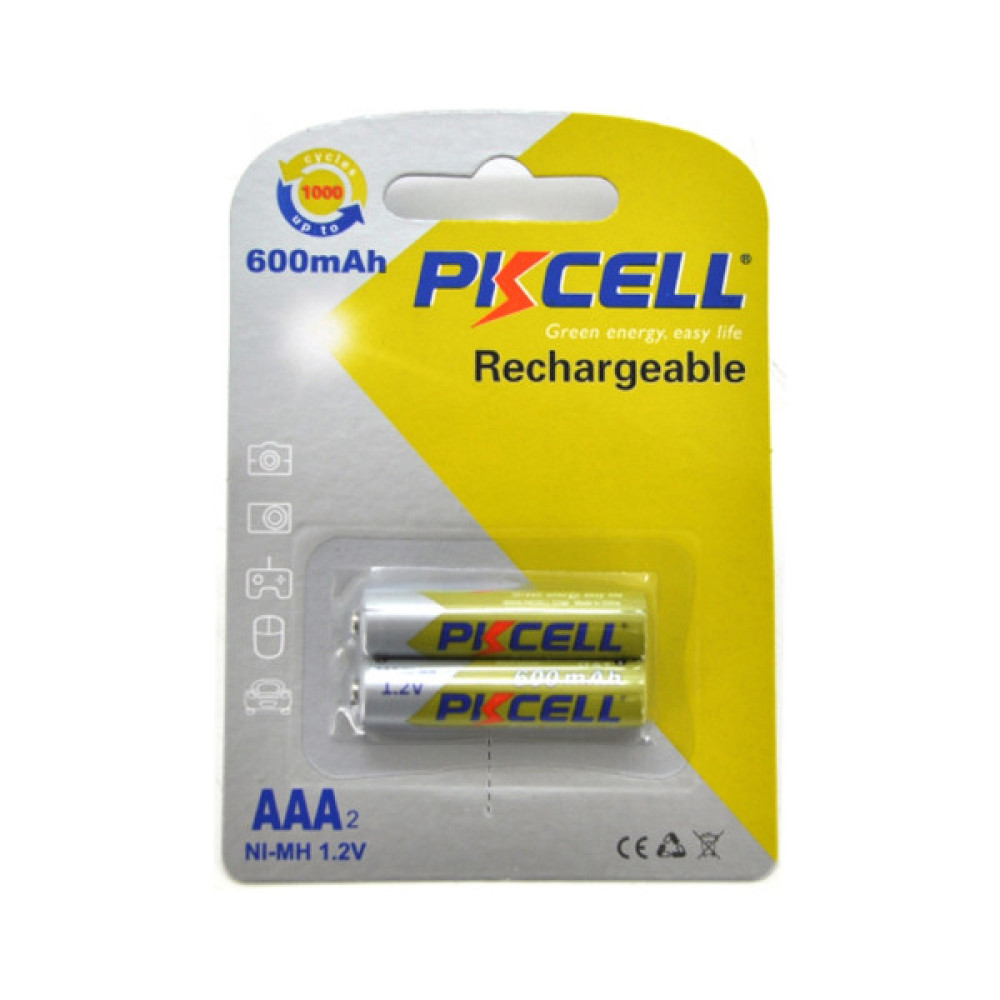 Акумулятор AAA R03 600mAh 1.2V NiMH Rechargeable Battery, 2шт/бл PkCell (PC/AAA600-2BR)