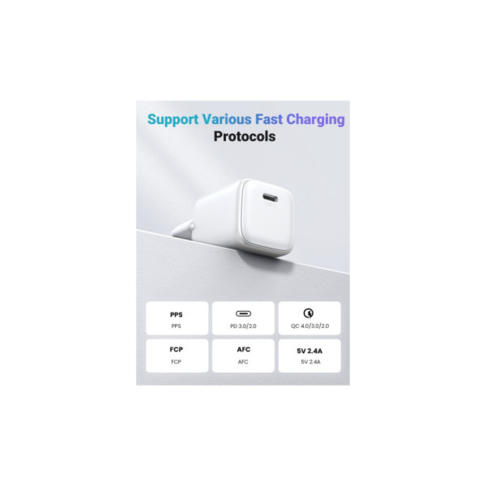 Зарядний пристрій Ugreen USB-C PD20W GaN X512 white (55554)