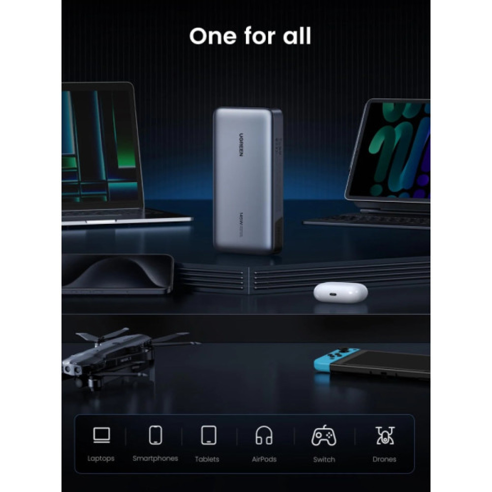 Концентратор Ugreen USB-C to HDMI + 2xUSB 3.2 + USB-C 3.2 + RJ45 + PD CM512 gray (45000)