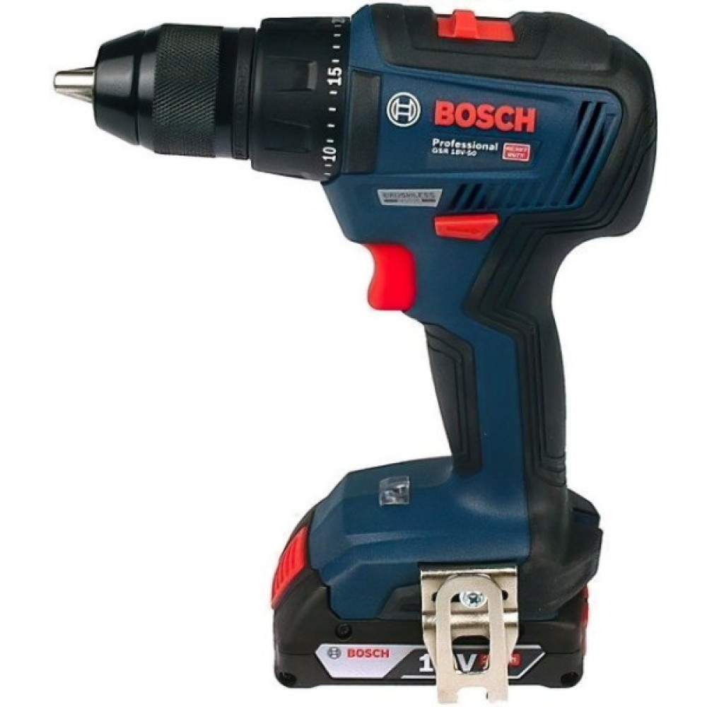Шурупокрут-дриль акумуляторний Bosch Professional GSR 18 V-50 18В 2х2А·год 28·50·50Нм 460·1800об/хв 1кг кейс аксесуари