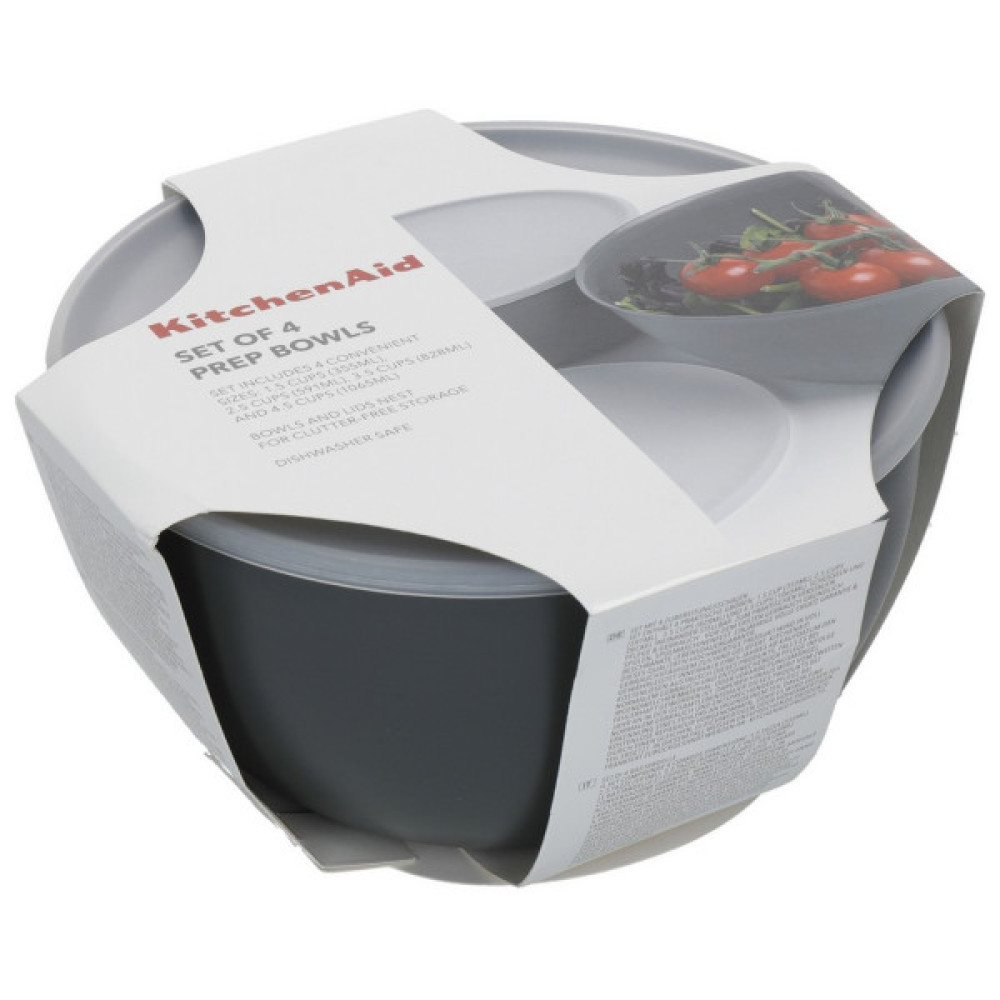Миска KitchenAid Coreline, набір 4 шт, з кришкою, сірий (KQG176OSCGG)