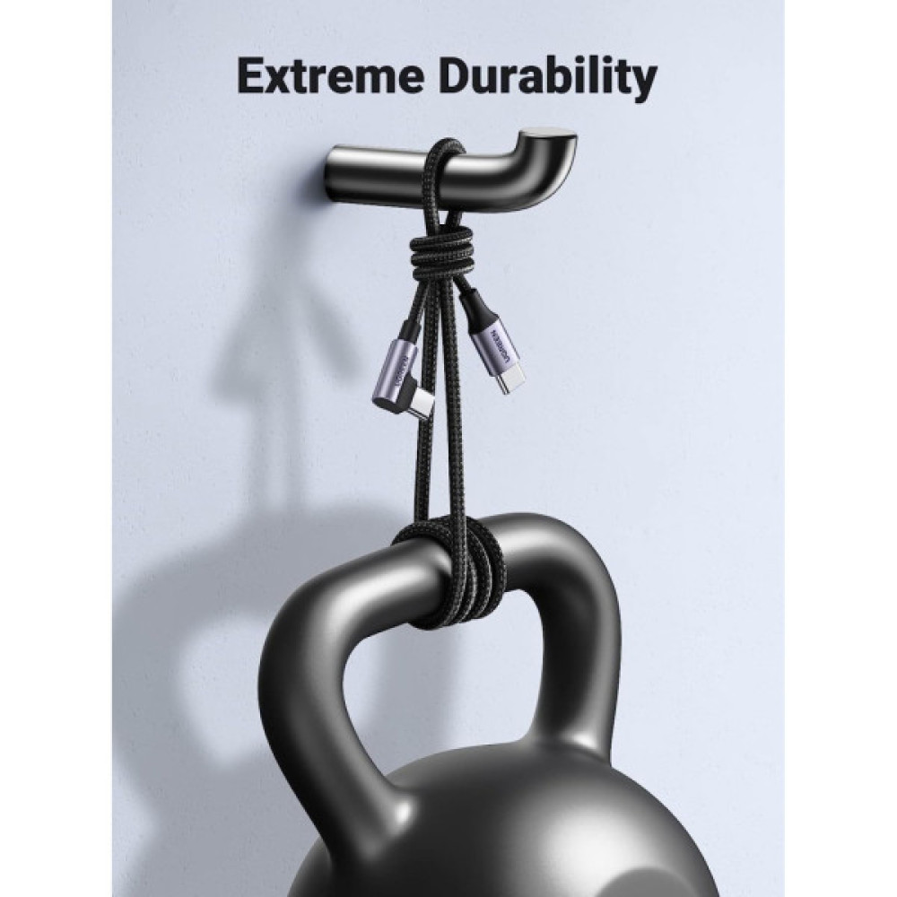 Дата кабель USB-C to USB-C 3.0m 60W US255 90-degree Angle Black Ugreen (80714)