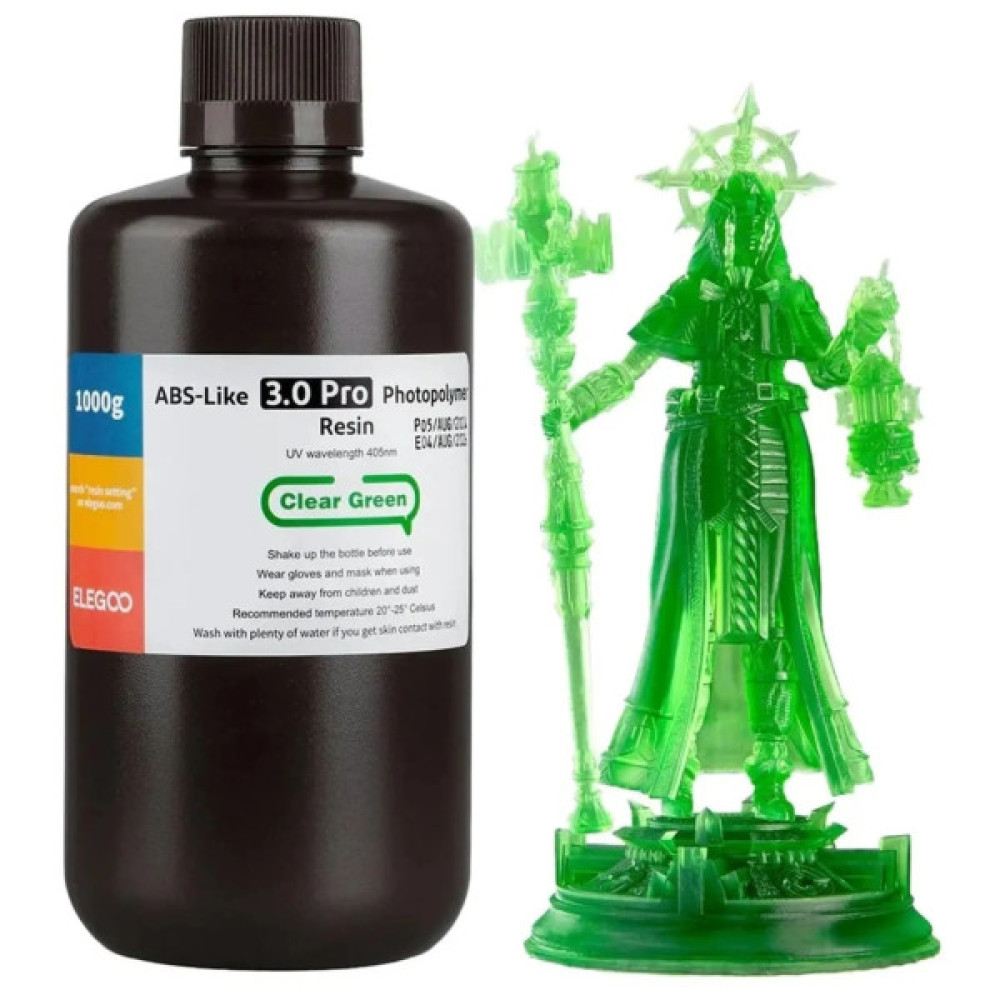 Фотополімерна смола ELEGOO Resin, ABS-like 3.0 pro 1кг, transparent green (50.103.0254)