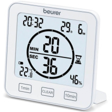 Термогігрометр Beurer, внутр. вимірювання, темп-ра, вологість, час, AAAx2, в комплекті, білий
