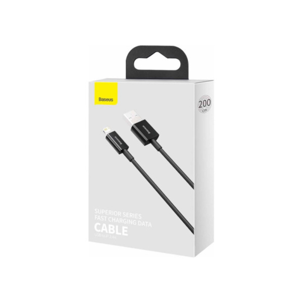 Дата кабель USB 2.0 AM to Lightning 2.0m 2.4A black Baseus (CALYS-C01)