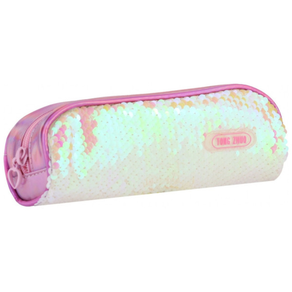 Пенал Cool For School 2 відділення з паєтками Білий (CF6490-white)