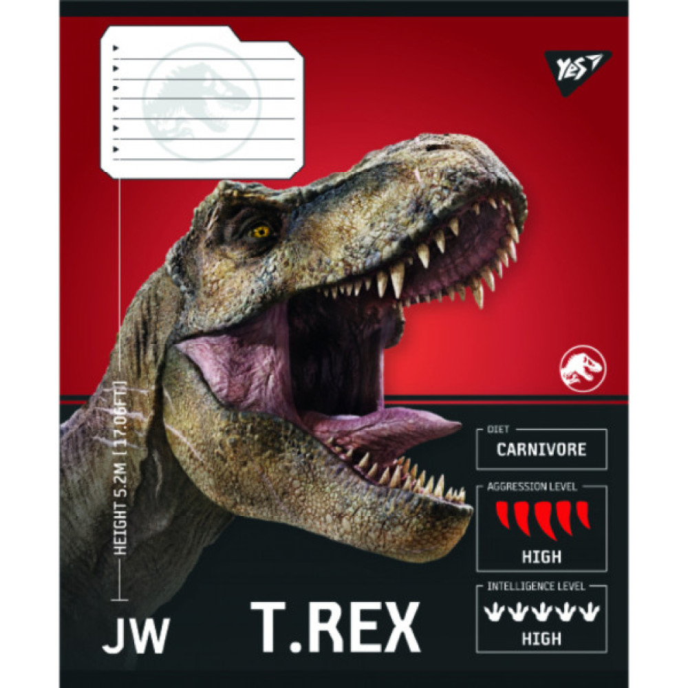 Зошит Yes JURASSIC WORLD Strength and Power А5 12 аркушів коса лінія (767665)
