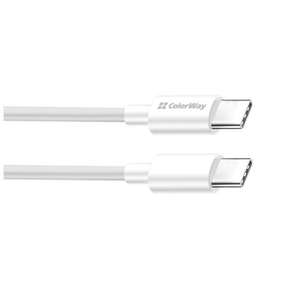 Дата кабель USB-C to USB-C 1.0m 5A 100W white ColorWay (CW-CBPDCC058-WT)