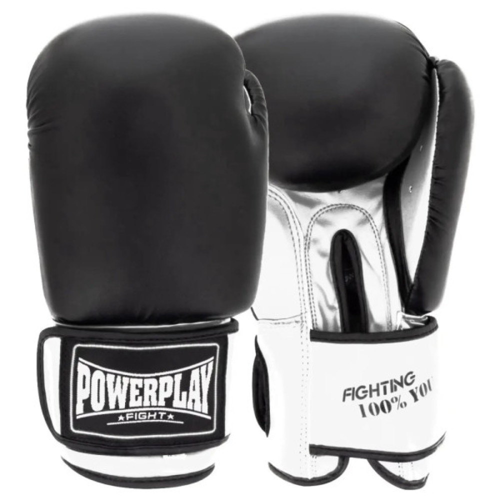 Боксерські рукавички PowerPlay 3004 Classic Чорно-Білі 12 унцій (PP_3004_12oz_Bl/White)