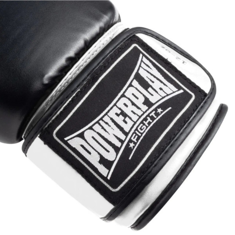 Боксерські рукавички PowerPlay 3004 Classic Чорно-Білі 12 унцій (PP_3004_12oz_Bl/White)