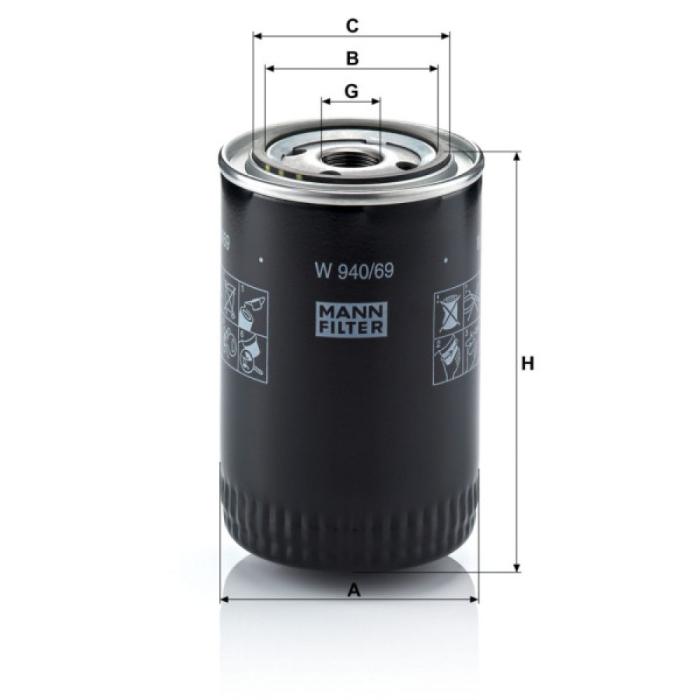 Фільтр масляний Mann W940/69 Фільтр масляний Mann W940/69