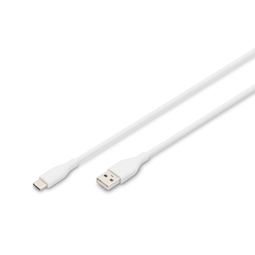 Дата кабель USB 2.0 AM to USB-C 1.0m 60W white Digitus (AK-300340-010-W)