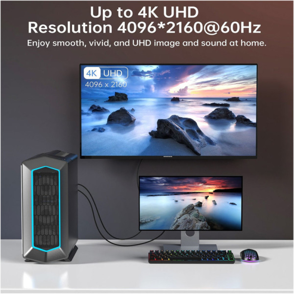 Кабель мультимедійний DisplayPort M to HDMI M 2.0m 4K60Hz Choetech (XDH01-BK)