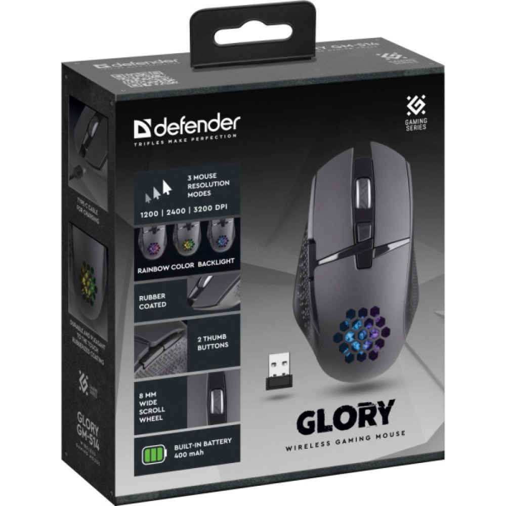Мишка Defender Glory GM-514 LED Wireless Black (52514)