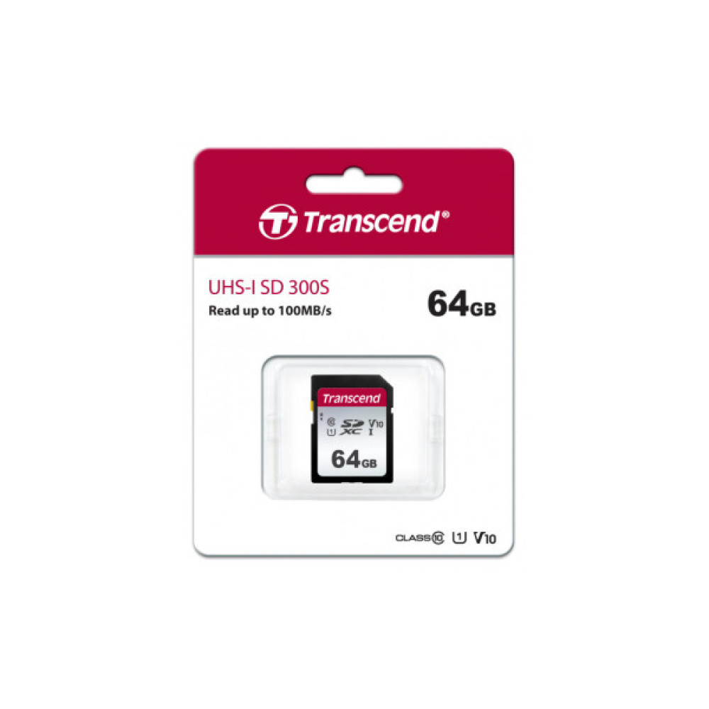 Карта пам'яті Transcend 64GB SDXC class 10 UHS-I U1 V10 (TS64GSDC300S)