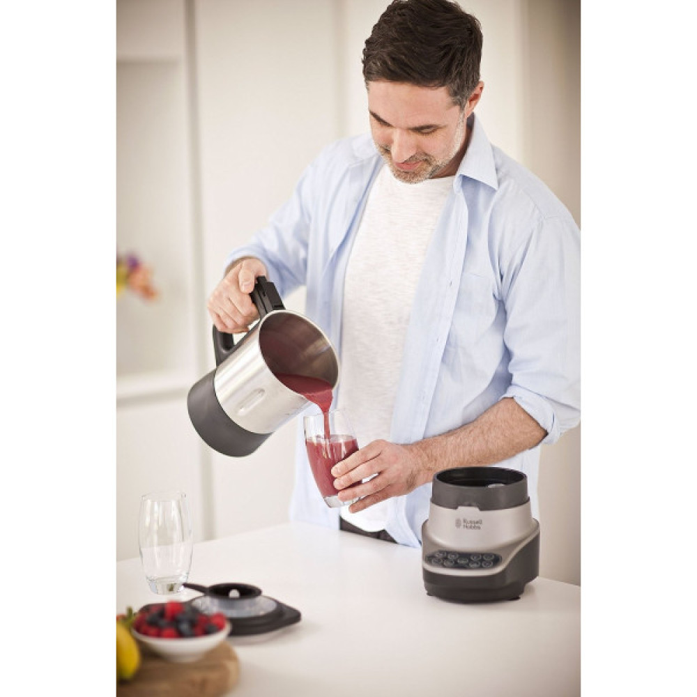 Суповарка-блендер Russell Hobbs 1200Вт, чаша-1,75л, механічне керування, 8 авто. програм, нержав.сталь, платик, сіро-чорний