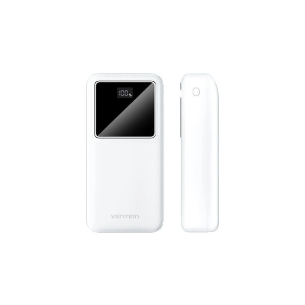 Батарея універсальна Vention 30000mAh 22.5W 3A, PD, QC/3.0, LED Display, White (FHMW0)