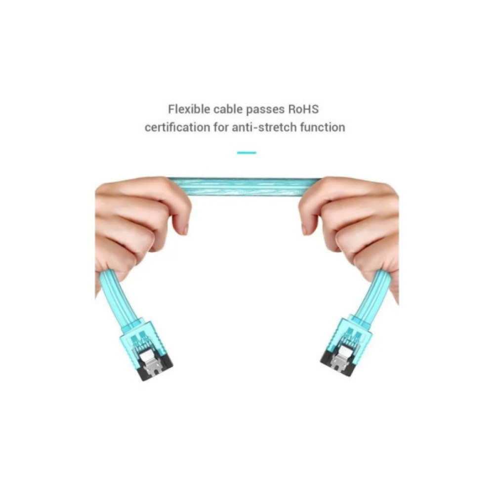 Кабель для передачі даних SATA 3.0 7pin F/F 0.5m L Blue VENTION (KDDSD)