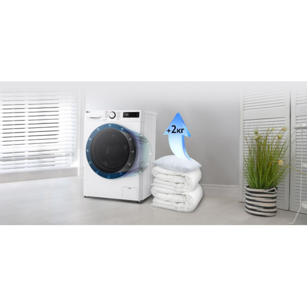 Прально-сушильна машина LG фронтальна, 9(5)кг, 1200, А, 48см, дисплей, пара, інвертор, білий