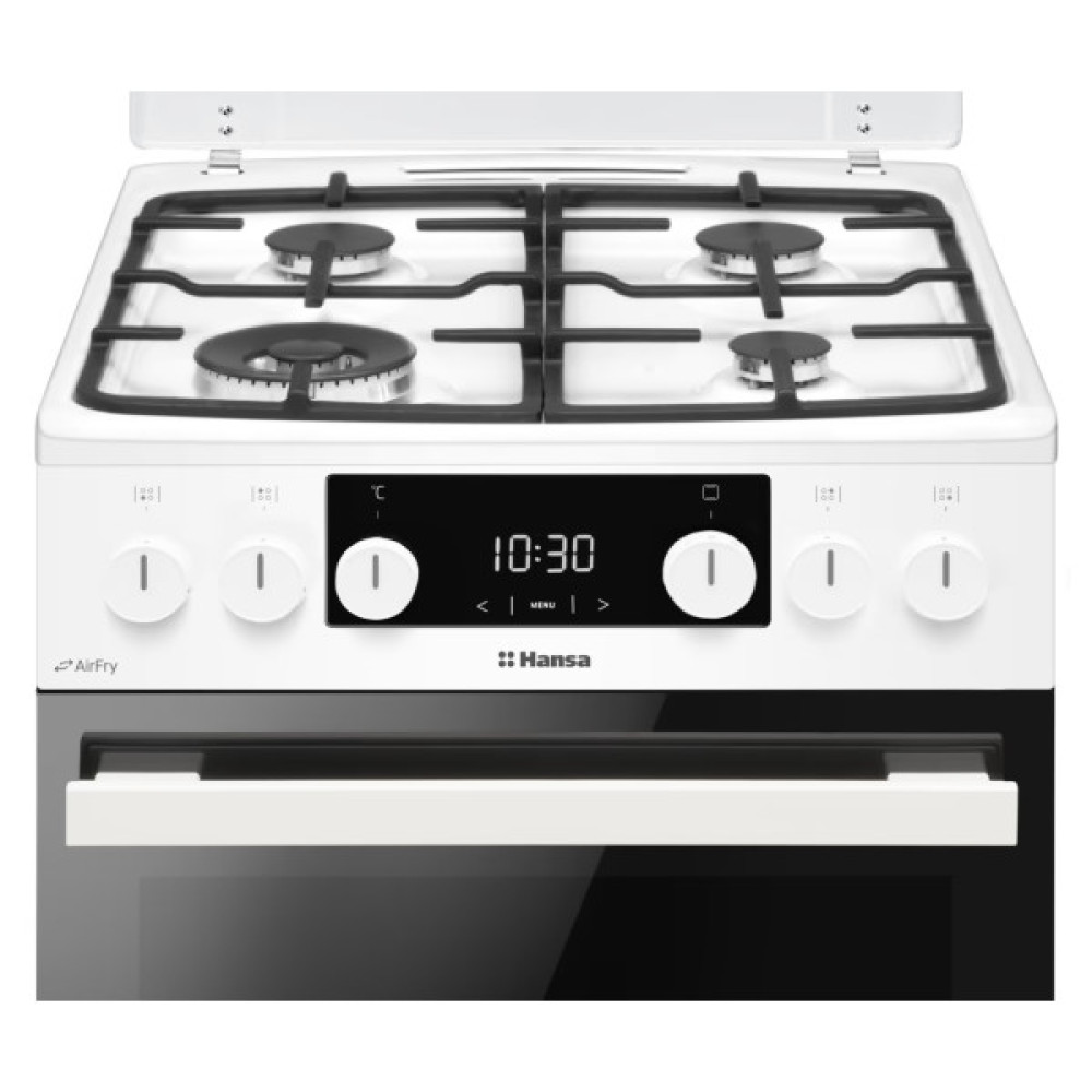 Плита Hansa комбінована, 65л, 50x60см, дисплей, конвекція, чавун, білий