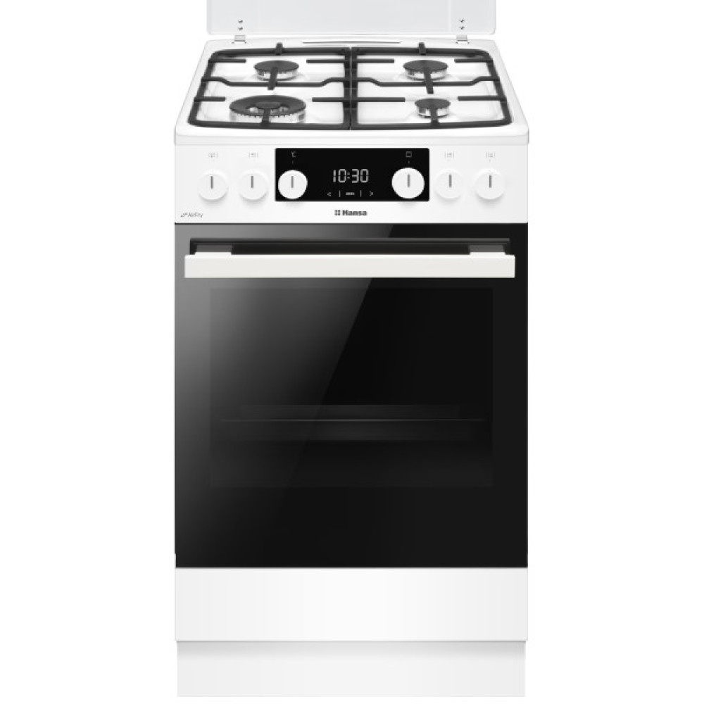 Плита Hansa комбінована, 65л, 50x60см, дисплей, конвекція, чавун, білий