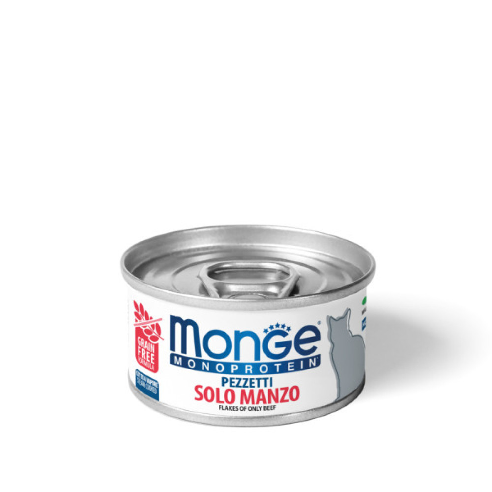 Консерви для котів Monge Cat Monoprotein м'ясні пластівці з яловичини 80 г (8009470013819)