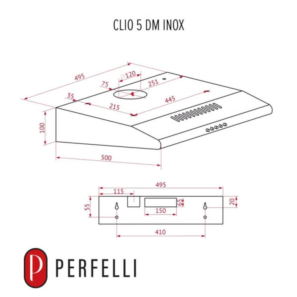 Витяжка кухонна Perfelli CLIO 5 DM INOX