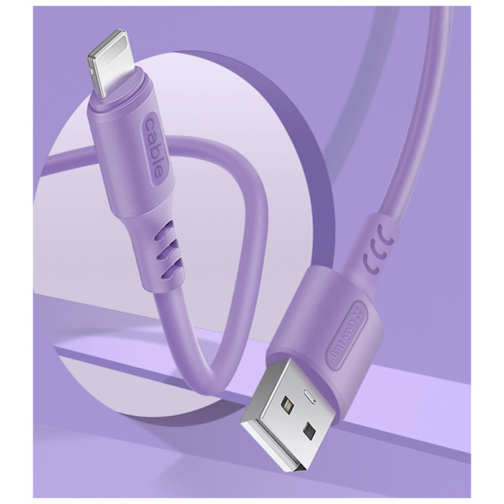 Дата кабель USB 2.0 AM to Lightning 1.0m soft silicone violet ColorWay (CW-CBUL044-PU)