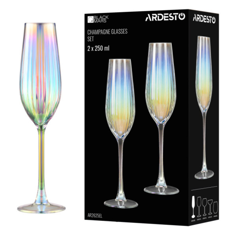 Набір келихів Ardesto Black Mars Zenith 250мл, 2шт, скло, прозорий (AR2625EL)