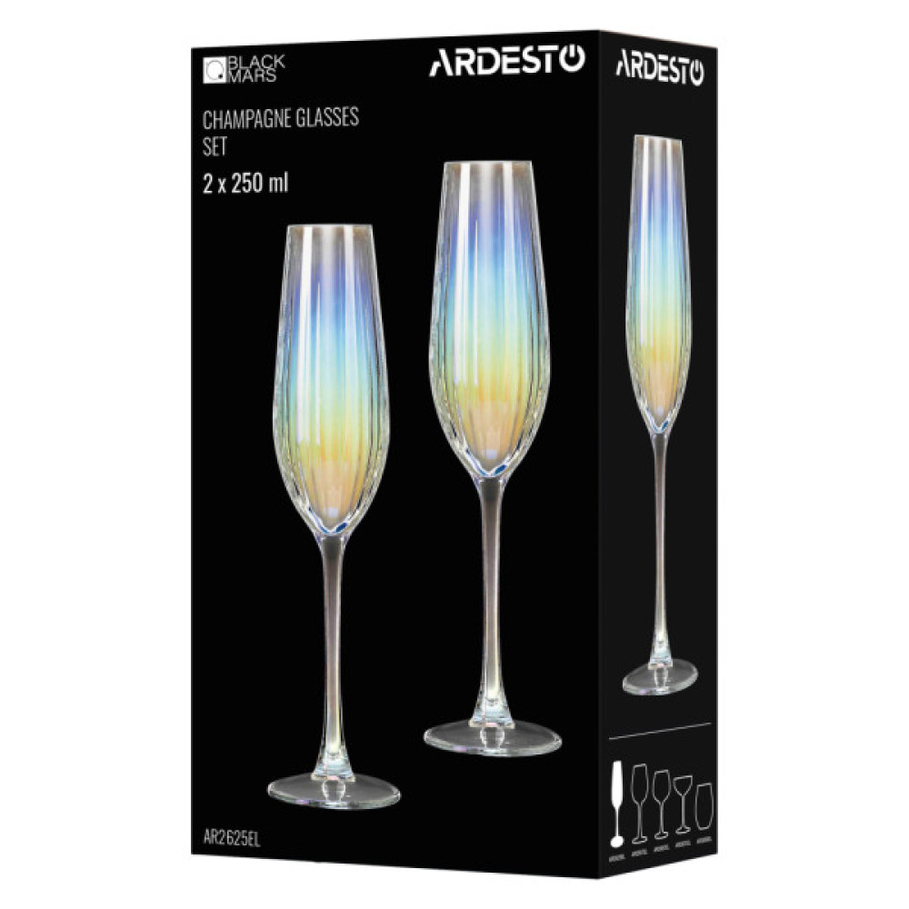 Набір келихів Ardesto Black Mars Zenith 250мл, 2шт, скло, прозорий (AR2625EL)