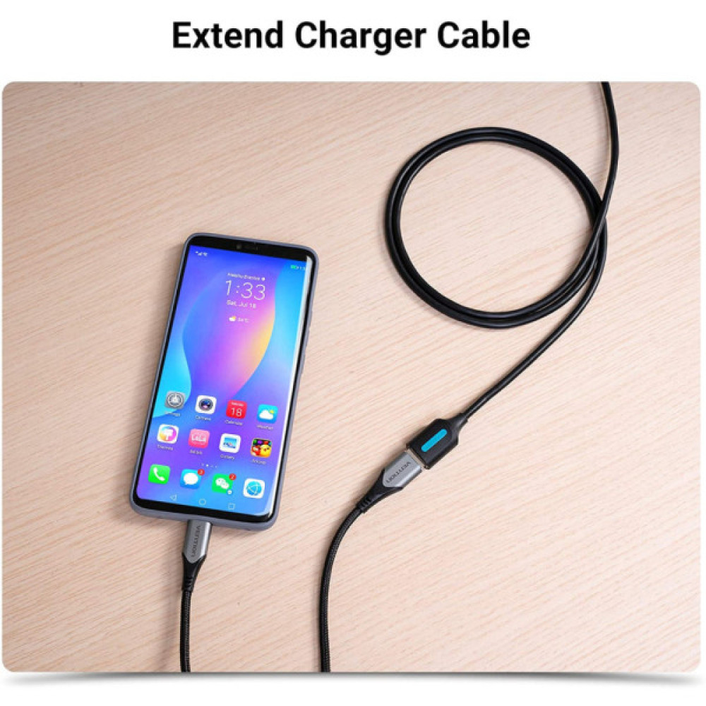 Дата кабель USB 3.0 AM/AF 0.5m black Vention (CBHBD)