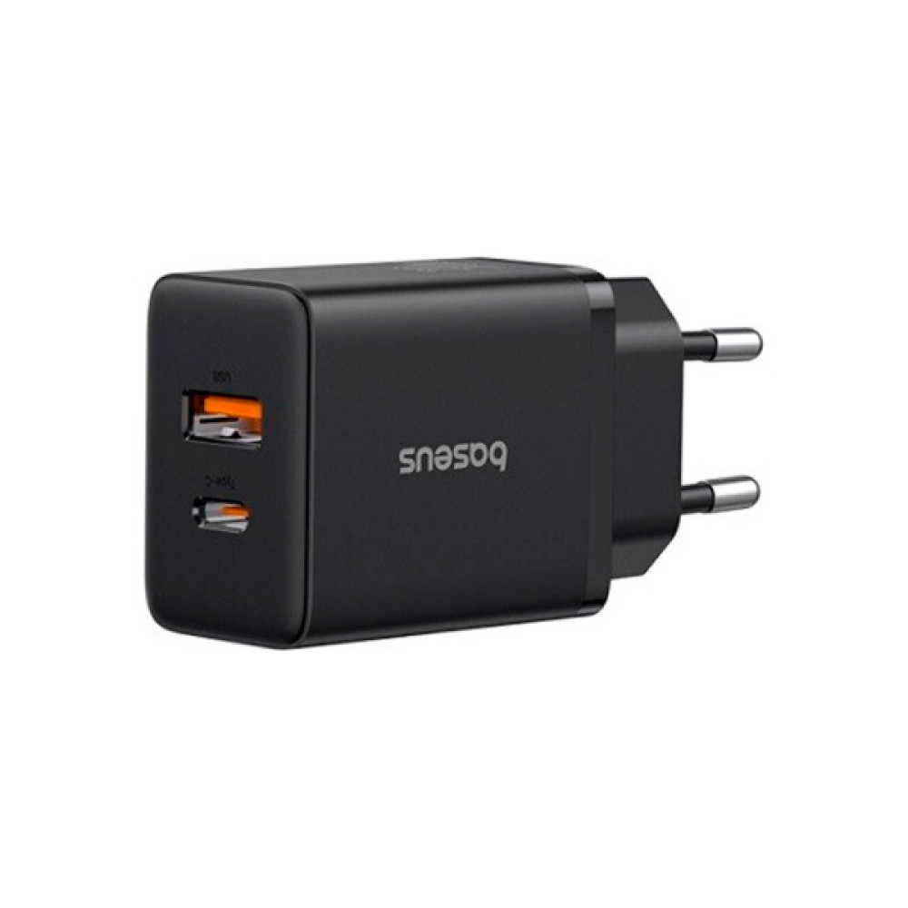 Зарядний пристрій Baseus 1xUSB-C 30W + 1xUSB black (P10111404113-00)