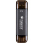Портативний SSD Transcend 2TB USB 3.1 Gen 2 Type-A + Type-C ESD310 Чорний