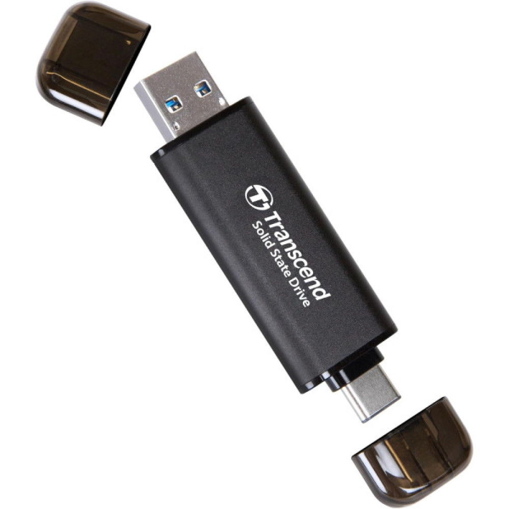 Портативний SSD Transcend 2TB USB 3.1 Gen 2 Type-A + Type-C ESD310 Чорний