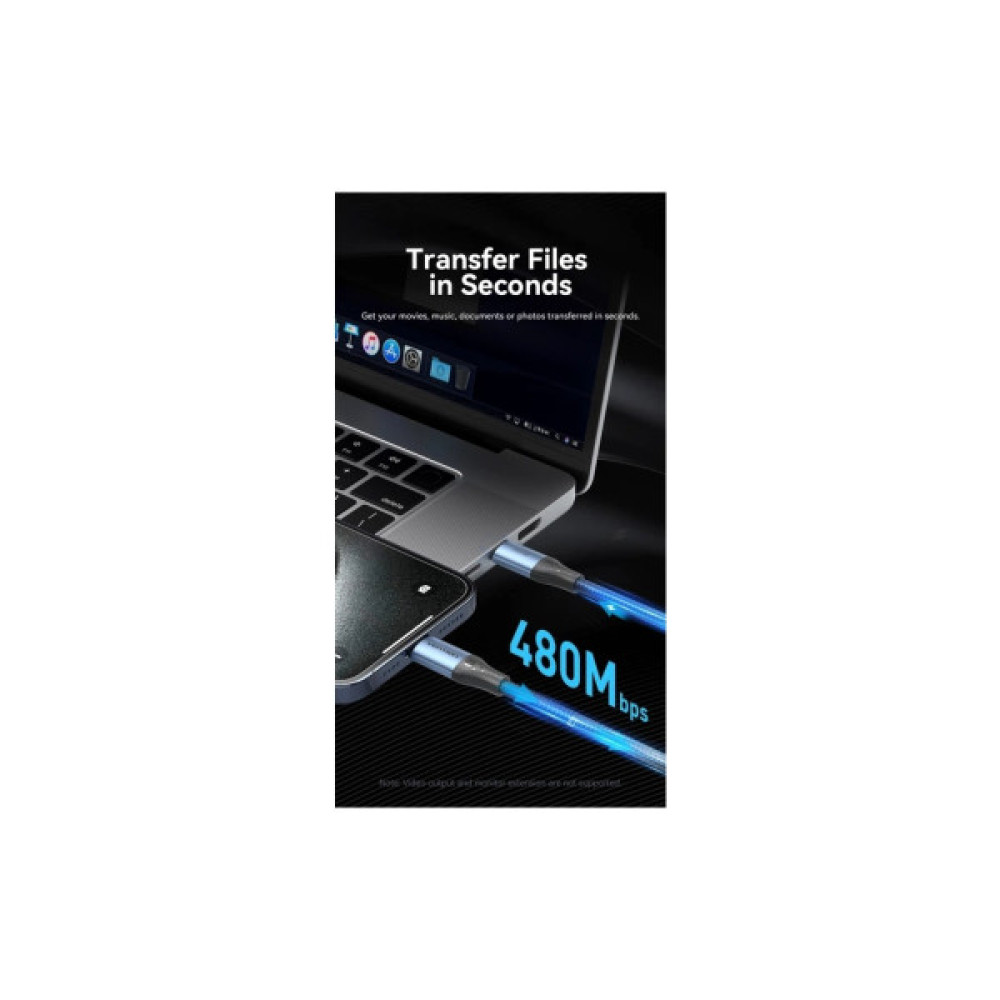 Дата кабель USB-C to USB-C 1.5m 240W aluminum black Vention (TREBG)